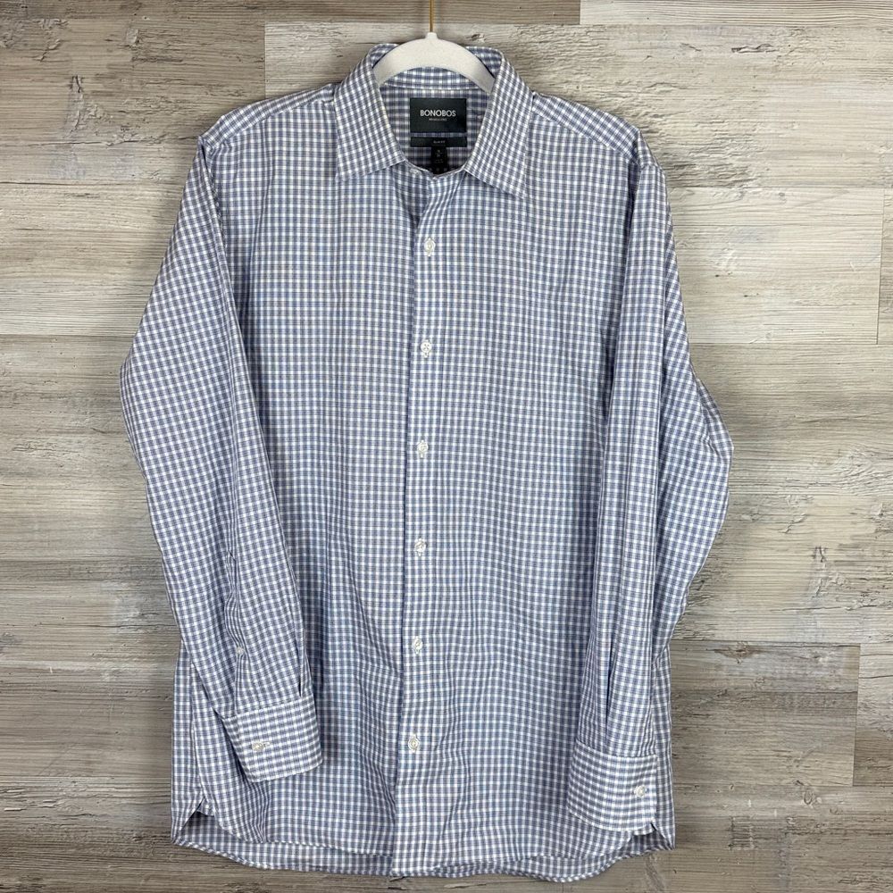 Bonobos Men’s Wrinkle-Free Checkered Dress Shirt sz 16/34